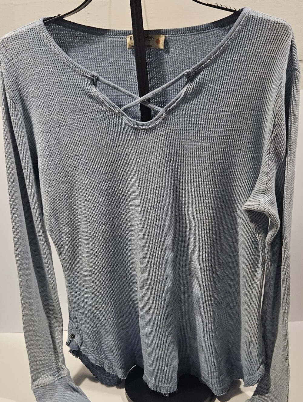 Ruff Hewn Petite XL Women's Light Blue Hombre Waffle Knit Top